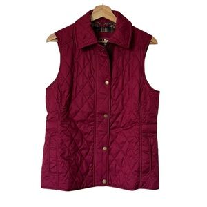 L.L.Bean raspberry pink quilted gillet vest fall winter size S
